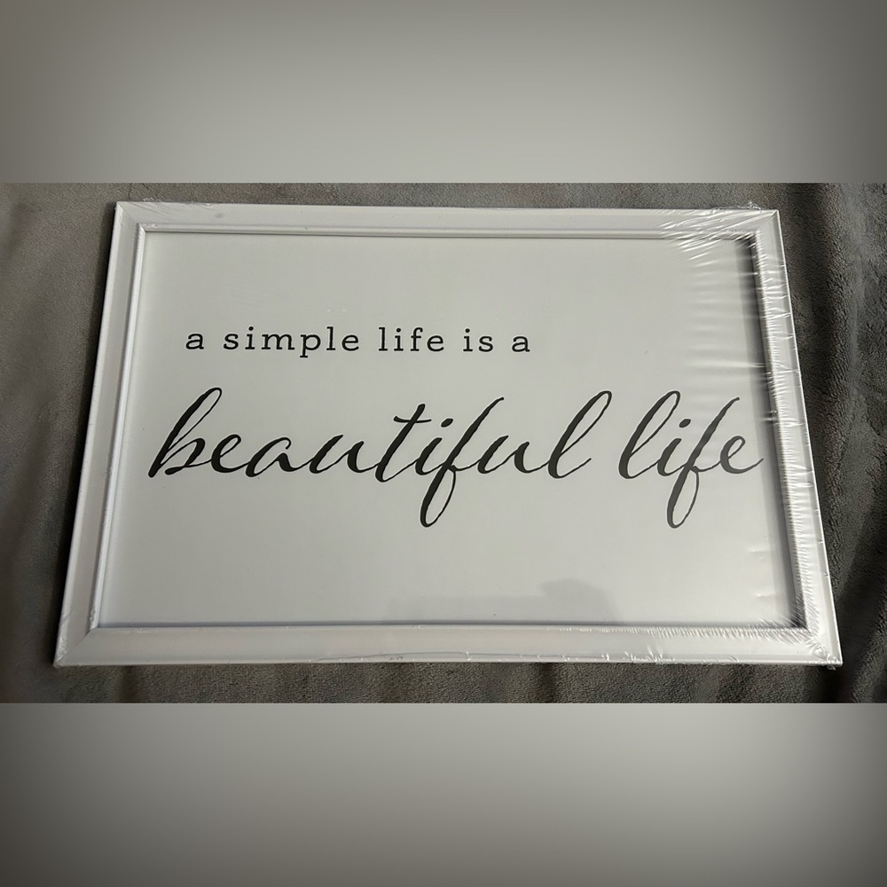 Home decor print in white frame